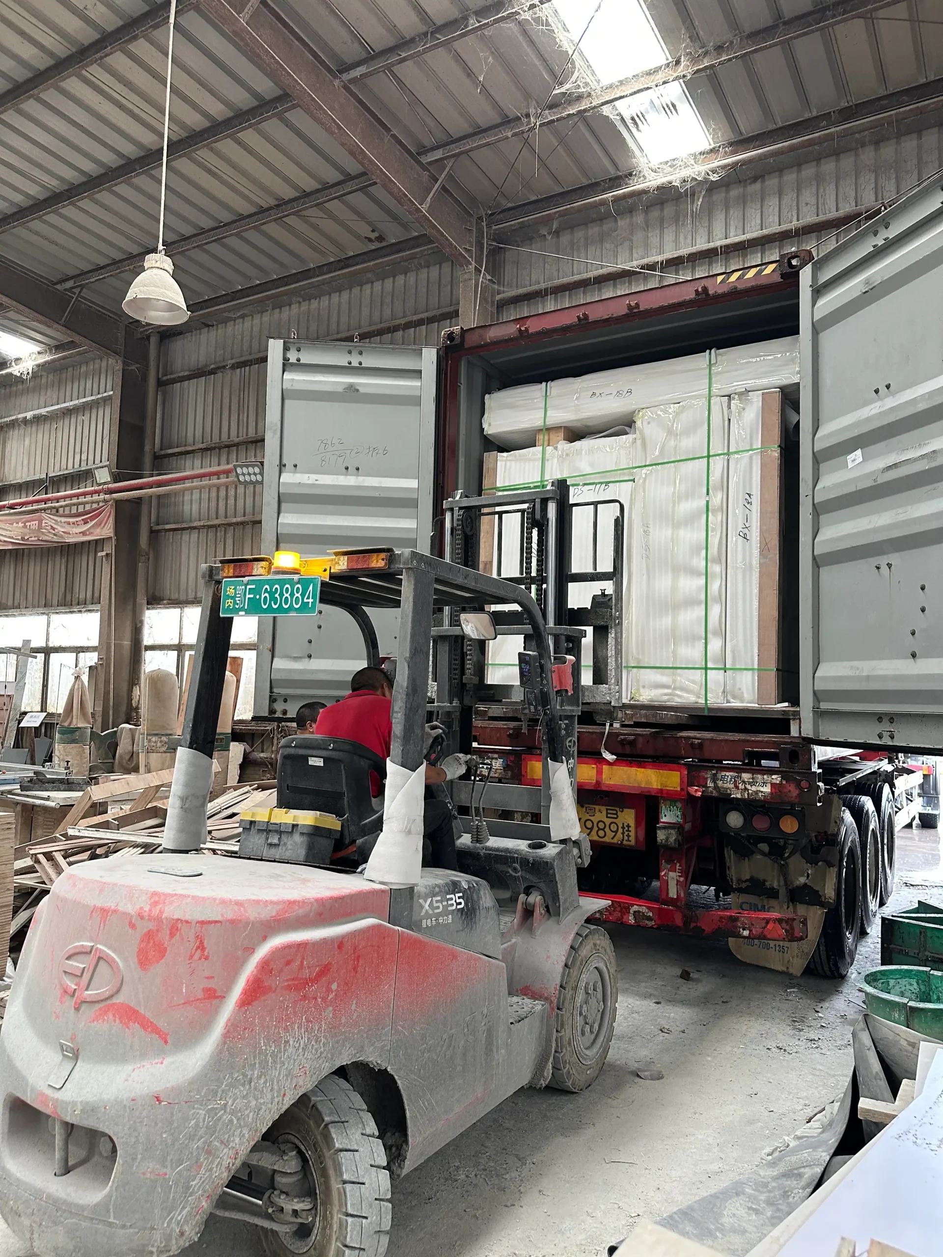 Packed GRC components ready for delivery
